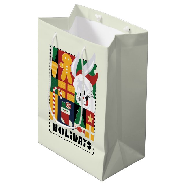 LOONEY TUNES™ BUGS BUNNY™ Holidays Badge Medium Gift Bag (Front Angled)