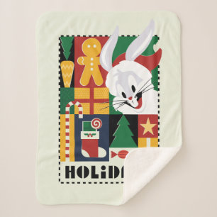 LOONEY TUNES™ BUGS BUNNY™ Holidays Badge Sherpa Blanket
