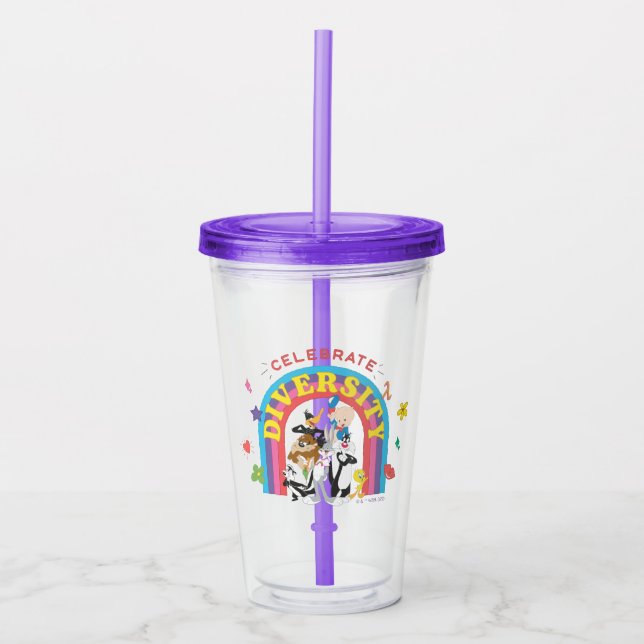 LOONEY TUNES™ - Celebrate Diversity Pride Rainbow Acrylic Tumbler (Front)