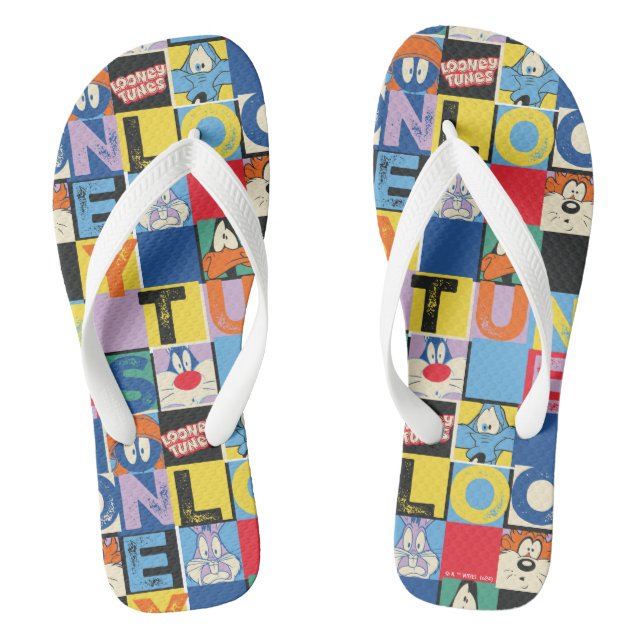 LOONEY TUNES™ Character Chequered Blocks Flip Flops (Footbed)