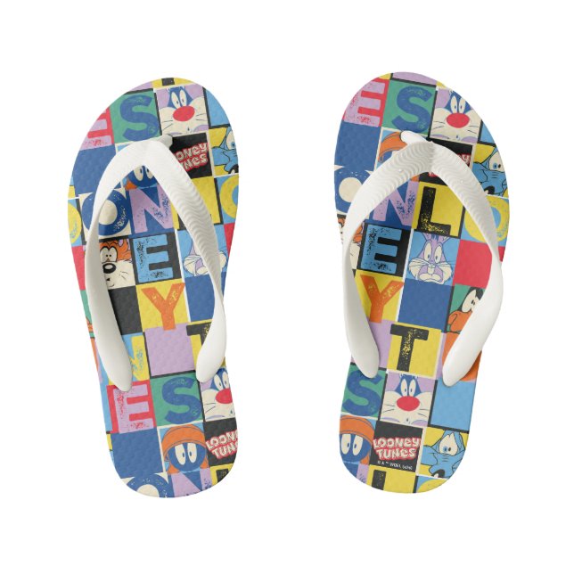 LOONEY TUNES™ Character Chequered Blocks Kid's Flip Flops (Footbed)