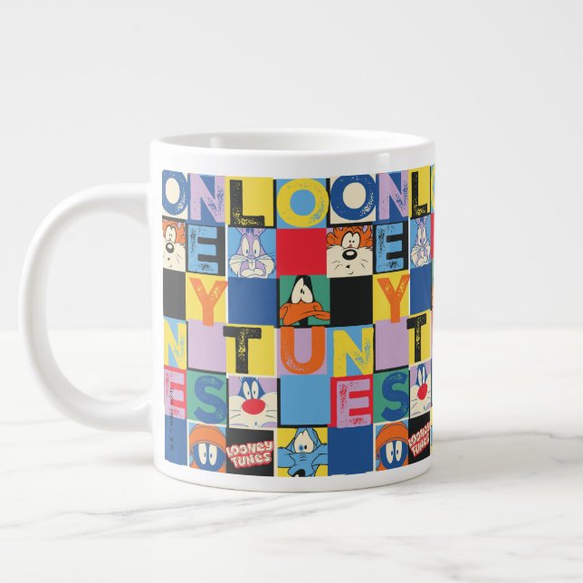 LOONEY TUNES™ Character Chequered Blocks Large Coffee Mug (Left)