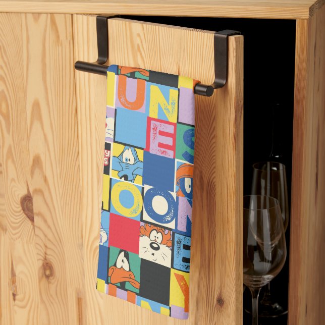 LOONEY TUNES™ Character Chequered Blocks Tea Towel (Thirds Fold)