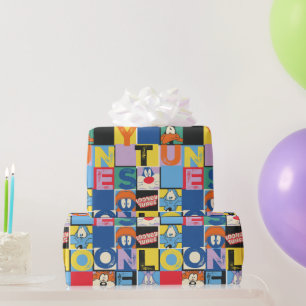 LOONEY TUNES™ Character Chequered Blocks Wrapping Paper
