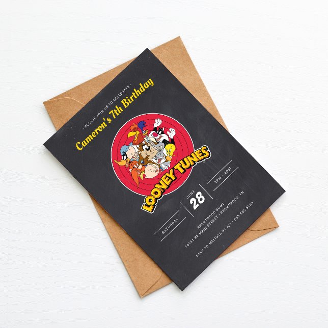 LOONEY TUNES™ Character Group Chalkboard Birthday Invitation (Creator Uploaded)
