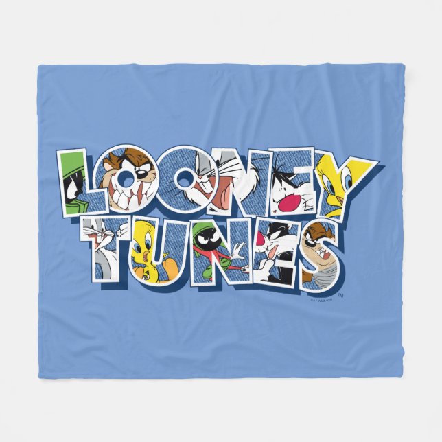 LOONEY TUNES™ Characters in Lettering Fleece Blanket (Front (Horizontal))