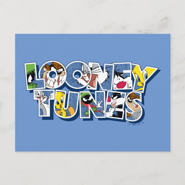 LOONEY TUNES™ Characters in Lettering Postcard (Front)