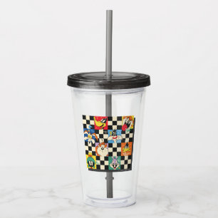 LOONEY TUNES™ Characters on Black & White Chequere Acrylic Tumbler