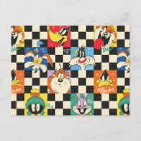 LOONEY TUNES™ Characters on Black & White Chequere