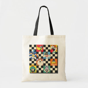 LOONEY TUNES™ Characters on Black & White Chequere Tote Bag