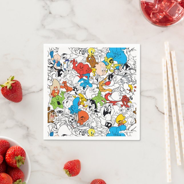 LOONEY TUNES™ Colour Pop Pattern Napkin (Insitu)