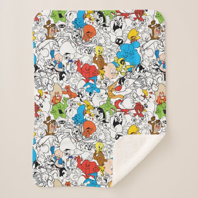 LOONEY TUNES™ Colour Pop Pattern Sherpa Blanket (Front)