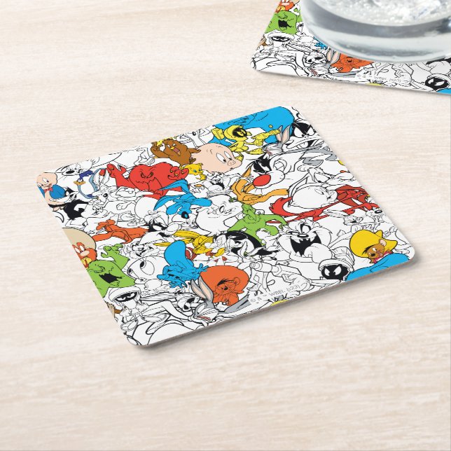 LOONEY TUNES™ Colour Pop Pattern Square Paper Coaster (Angled)
