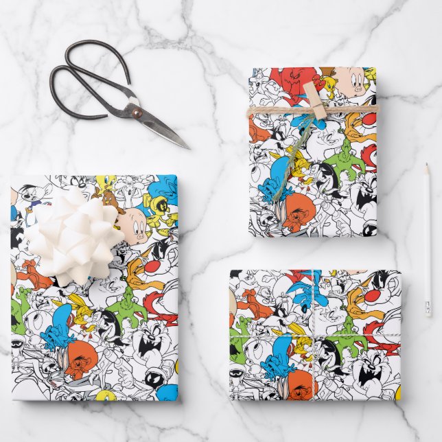 LOONEY TUNES™ Colour Pop Pattern Wrapping Paper Sheet (Front)