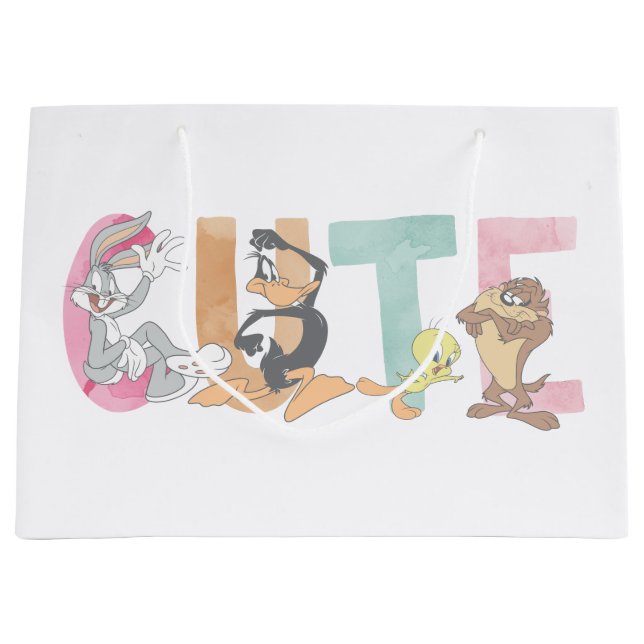 LOONEY TUNES™ Cute Watercolor Wordmark Large Gift Bag (Front)