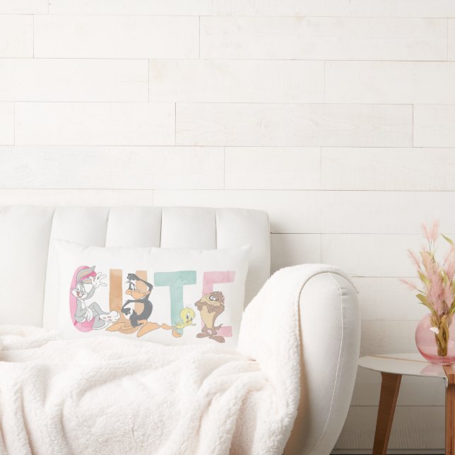 LOONEY TUNES™ Cute Watercolor Wordmark Lumbar Cushion (Couch)