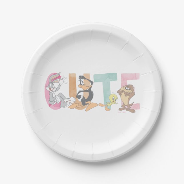 LOONEY TUNES™ Cute Watercolor Wordmark Paper Plate (Front)