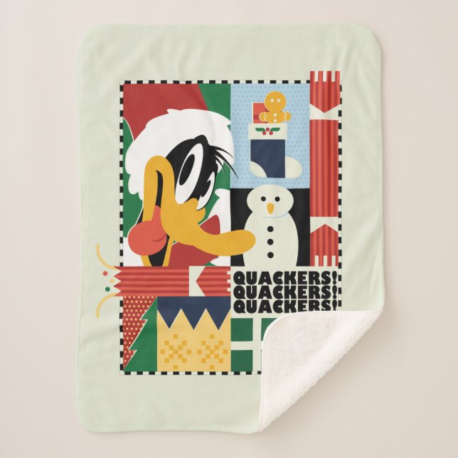 LOONEY TUNES™ DAFFY DUCK™ Holiday Quackers Sherpa Blanket (Front)