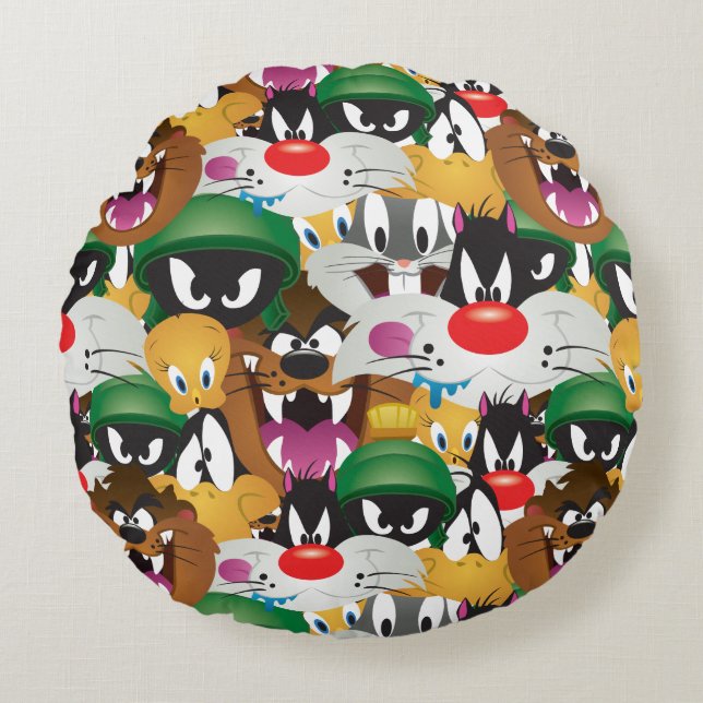 LOONEY TUNES™ Emoji Pattern Round Cushion (Front)