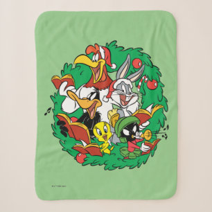 LOONEY TUNES™ Group Christmas Wreath Sherpa Blanket
