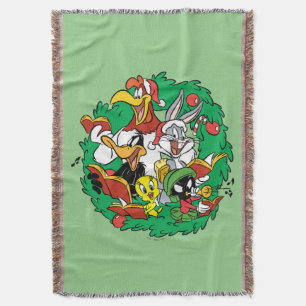LOONEY TUNES™ Group Christmas Wreath Throw Blanket
