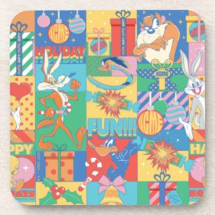 LOONEY TUNES™   Happy Holidays Christmas Pattern Coaster