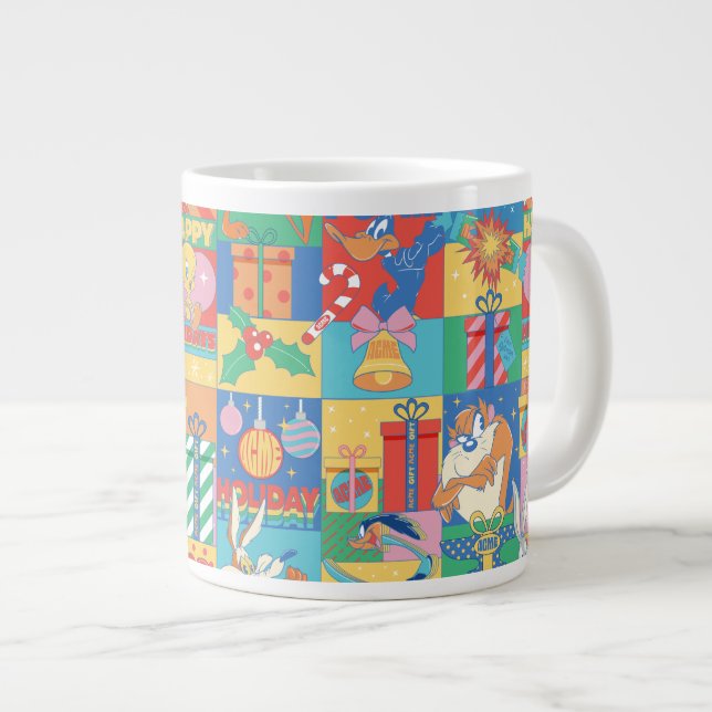 LOONEY TUNES™ | Happy Holidays Christmas Pattern Large Coffee Mug (Front Right)