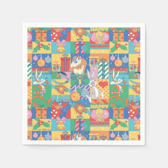 LOONEY TUNES™ | Happy Holidays Christmas Pattern Napkin (Front)
