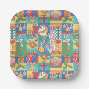 LOONEY TUNES™   Happy Holidays Christmas Pattern Paper Plate