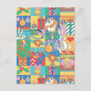 LOONEY TUNES™   Happy Holidays Christmas Pattern Postcard