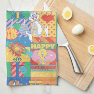 LOONEY TUNES™   Happy Holidays Christmas Pattern Tea Towel