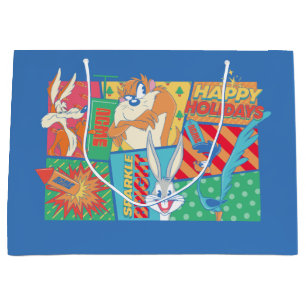 LOONEY TUNES™   Happy Holidays Pattern Large Gift Bag