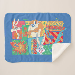 LOONEY TUNES™ Happy Holidays Pattern Sherpa Blanket