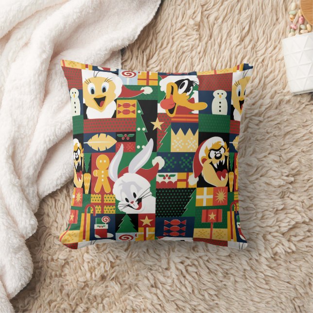 LOONEY TUNES™Holiday Block Pattern Cushion (Blanket)
