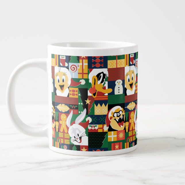 LOONEY TUNES™Holiday Block Pattern Large Coffee Mug (Left)