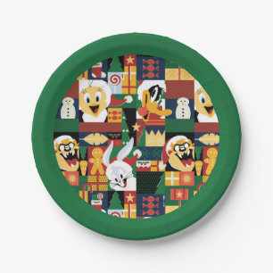 LOONEY TUNES™Holiday Block Pattern Paper Plate
