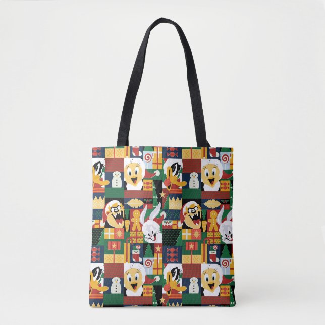 LOONEY TUNES™Holiday Block Pattern Tote Bag (Front)