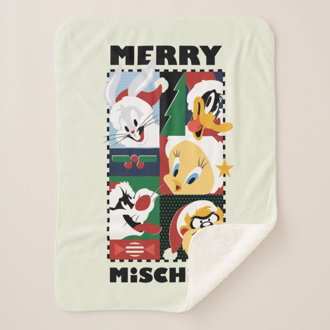 LOONEY TUNES™ Holiday Merry Mischief Sherpa Blanket (Front)
