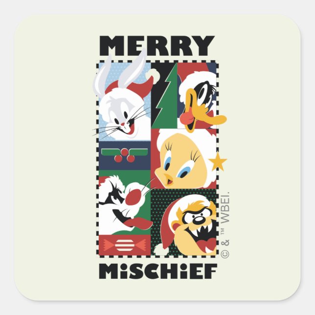 LOONEY TUNES™ Holiday Merry Mischief Square Sticker (Front)