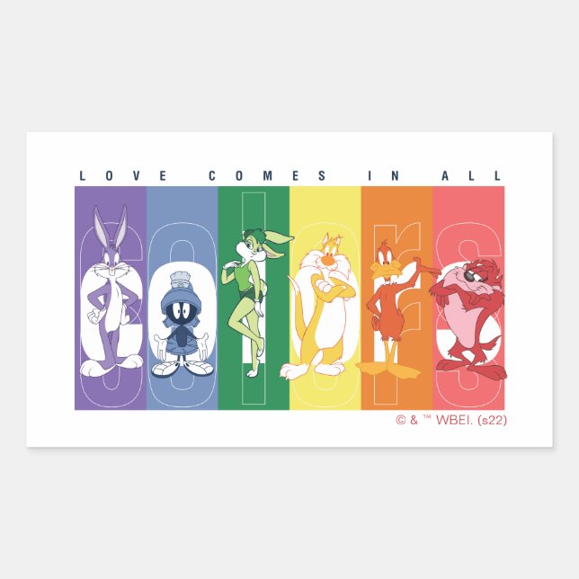 LOONEY TUNES™ - Love Comes In All Colours Rectangular Sticker (Front)