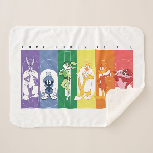 LOONEY TUNES™ - Love Comes In All Colours Sherpa Blanket (Front (Horizontal))