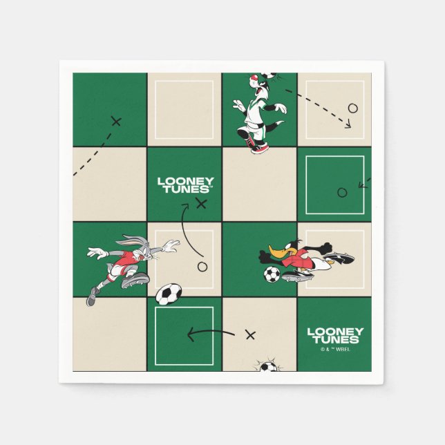 LOONEY TUNES™ Soccer Grid Pattern Napkin (Front)