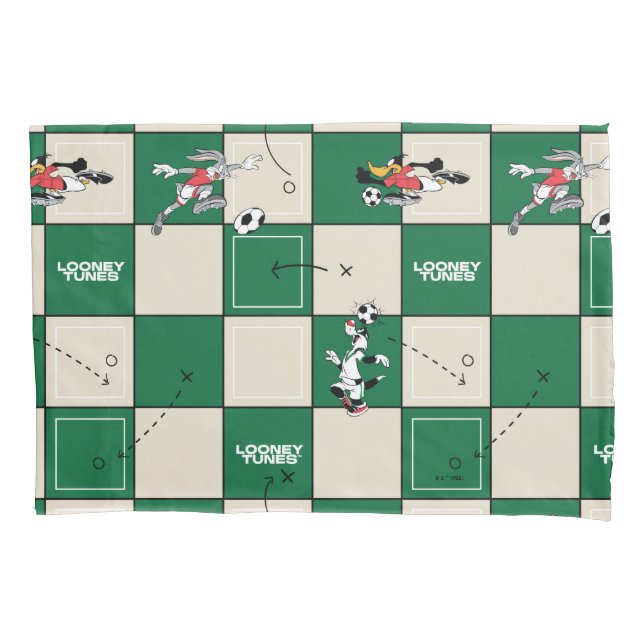 LOONEY TUNES™ Soccer Grid Pattern Pillowcase (Front)