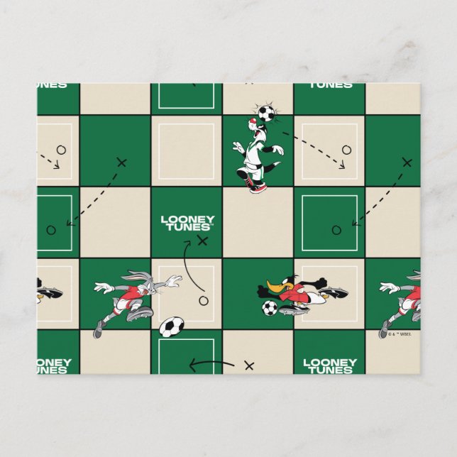 LOONEY TUNES™ Soccer Grid Pattern Postcard (Front)