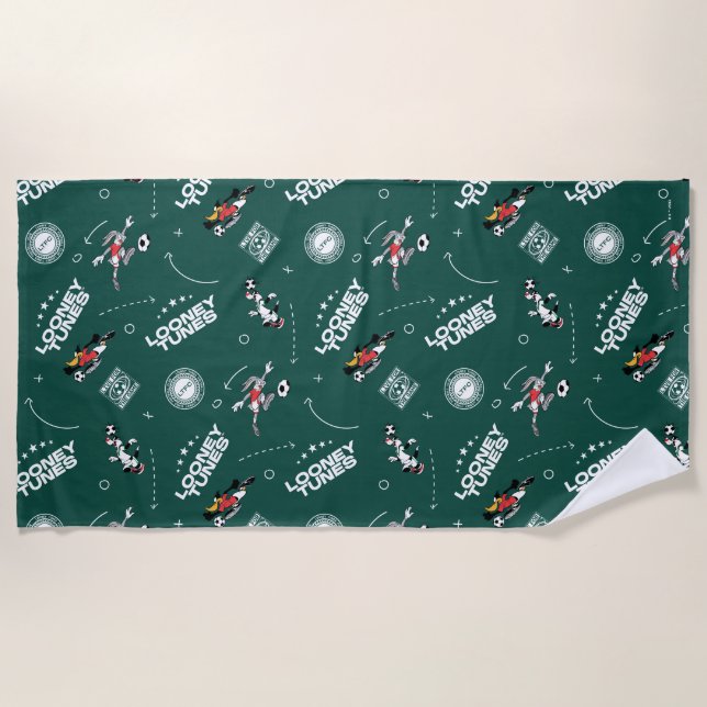 LOONEY TUNES™ Soccer Playbook Pattern Beach Towel (Front)
