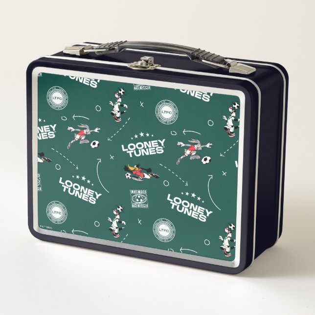 LOONEY TUNES™ Soccer Playbook Pattern Metal Lunch Box (Front)