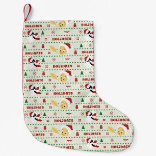 LOONEY TUNES™ SYLVESTER™ & TWEETY™ Holiday Pattern Small Christmas Stocking