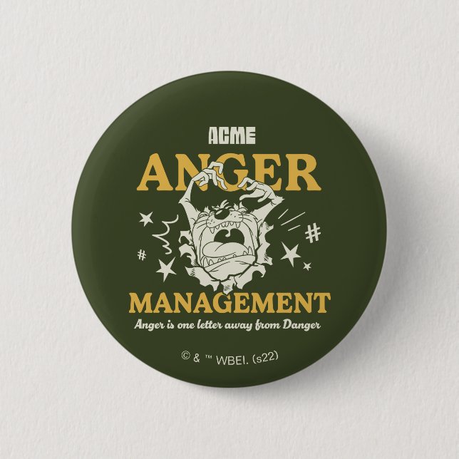 LOONEY TUNES™ |TAZ™ ACME Anger Management 6 Cm Round Badge (Front)