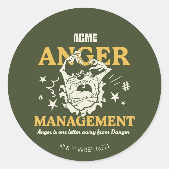 LOONEY TUNES™ |TAZ™ ACME Anger Management Classic Round Sticker (Front)