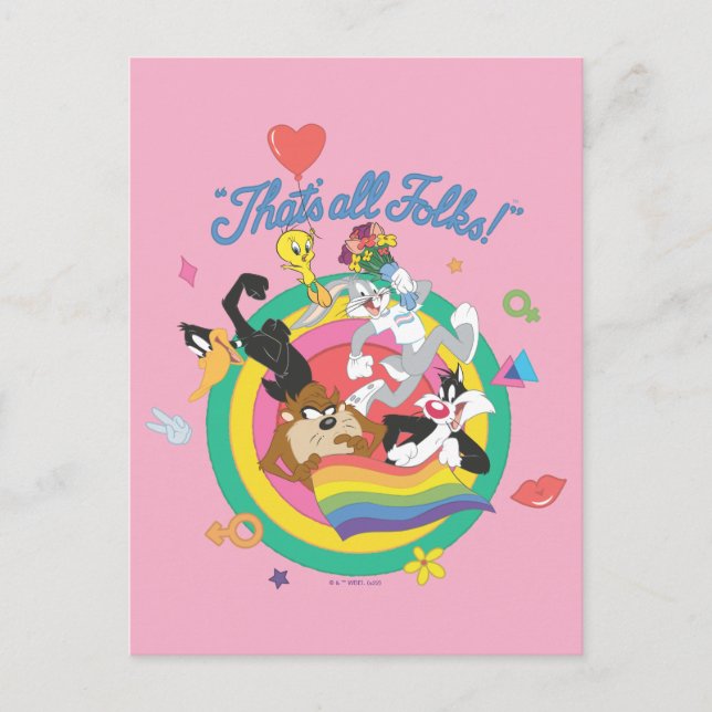 LOONEY TUNES™ - That's All Folks! Pride Bullseye Postcard (Front)